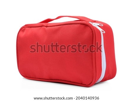 First aid kit isolated on white. Health care