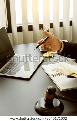 Lawyers discuss contract documents. sit at a desk in the office legal advice ideas legal services with vertical images