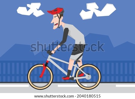 An illustration of man riding bike