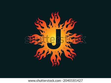 Fire J Letter Logo And Icon Design Template