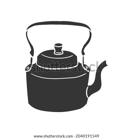 Kettle Icon Silhouette Illustration. kitchenware Vector Graphic Pictogram Symbol Clip Art. Doodle Sketch Black Sign.