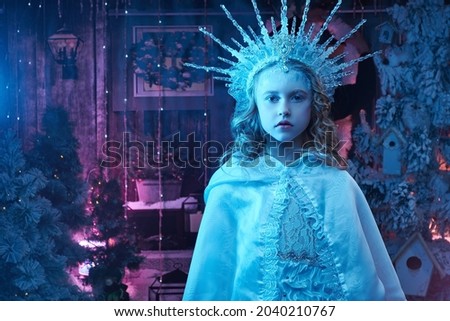 portrait of the child of the queen in the crown. fairy tale concept