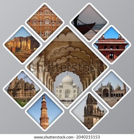 Photographs of famous landmarks in Rajasthan, India