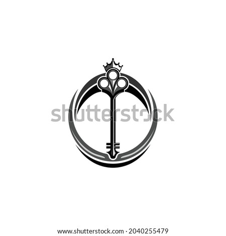 Key logo design inspiration with crown and ring