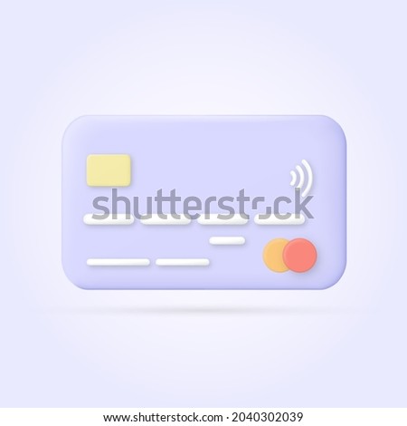 Cartoon style credit card. 3d vector. Concept of Banking Operation. Financial transactions, payments, online banking, money transfers. Credit card for online payment concept, online buying. Royalty-Free Stock Photo #2040302039