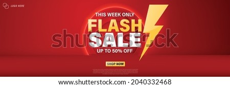 Flash sale banner template design for web or social media. Royalty-Free Stock Photo #2040332468