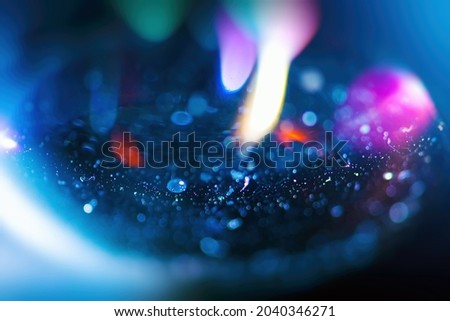 Abstract background, lens and glass light diffraction and dispersion
