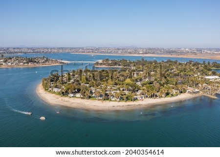 Paradise Point with boats in blue water, Mission Bay San Diego. High quality photo