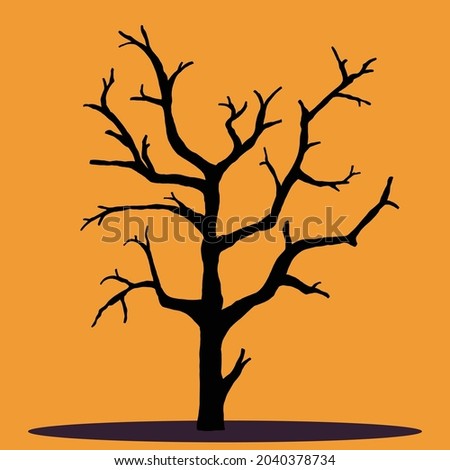 Simplicity halloween dead tree freehand drawing silhouette flat design.Vector illustration.