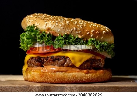 Delicious gourmet cheese hamburger for your meal