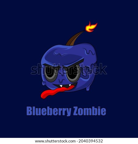 Blueberry Zombie Illustration for Poster, Decoration, Ornament, Element, Doodle, Design Tshirt For Children