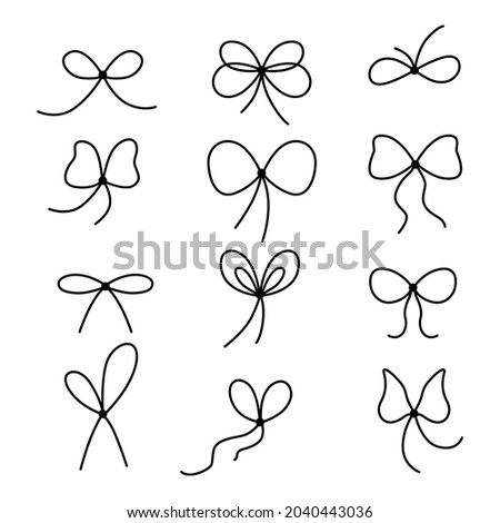 Vector illustrations of set of lace bows icon