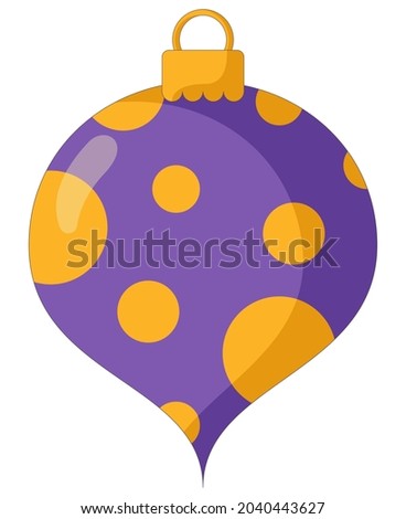 Simple flat style icon of Shiny Christmas tree toy isolated ion a white background. Vector illustration