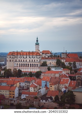 Beautiful view over Mikulov town and Mikulov Castle in Morava, Czech Republic
