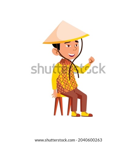chinese little boy in national theater cartoon vector. chinese little boy in national theater character. isolated flat cartoon illustration