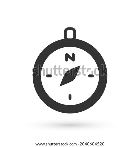Grey Compass icon isolated on white background. Windrose navigation symbol. Wind rose sign.  Vector