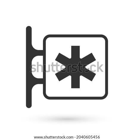 Grey Medical symbol of the Emergency - Star of Life icon isolated on white background.  Vector