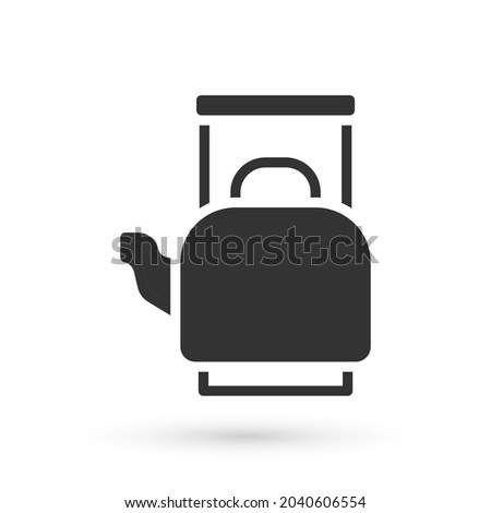 Grey Kettle with handle icon isolated on white background. Teapot icon.  Vector