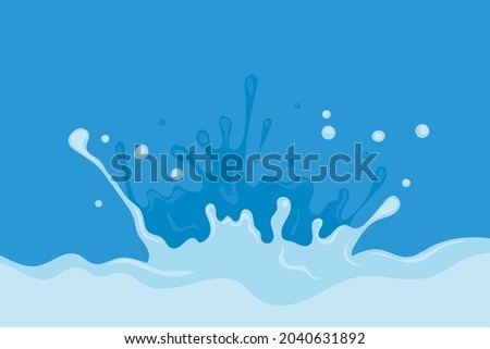 flat water splash background design, simple water splash element vector