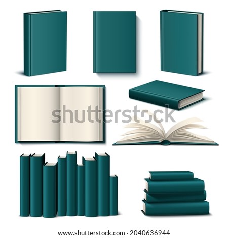 Realistic color books mockup. 3d empty elegant
