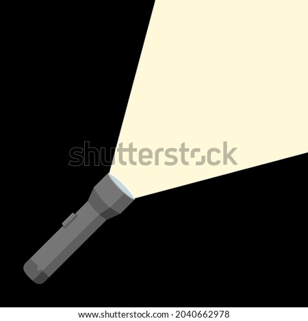 Flashlight torch hand illustration. Pocket vector light lamp lantern design torch