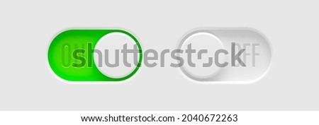 On and Off toggle switch buttons. Material design switch  buttons set. Vector illustration. Royalty-Free Stock Photo #2040672263