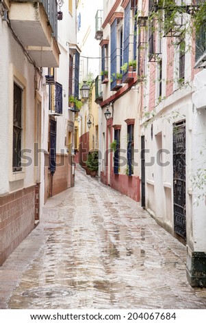 Typical Street in Santa Cruz Neighborhood; Seville; Spain