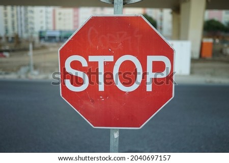 A selective of a stop road sign on the street