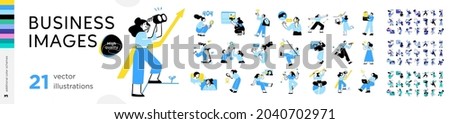 Business Concept illustrations. Mega set. Collection of scenes with men and women taking part in business activities. Vector illustration