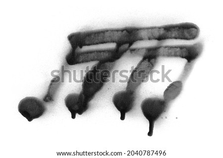 Music notes sign icon isolated on white background, black spray stain, clipping path