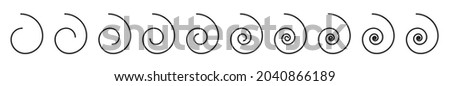 Spiral icon. Swirl wave symbol, whirl silhouette, vortex sign, whirlwind graphic element, spirals set, coil vector illustration