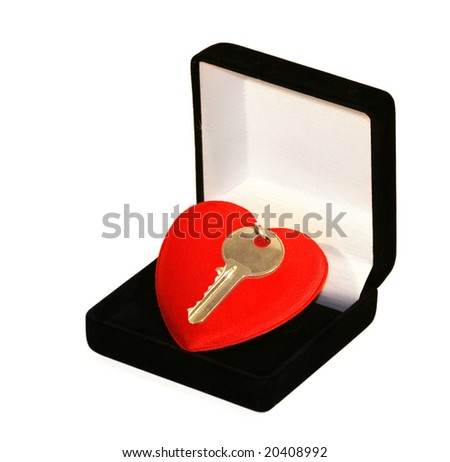 Still key over red heart inside jewelry box