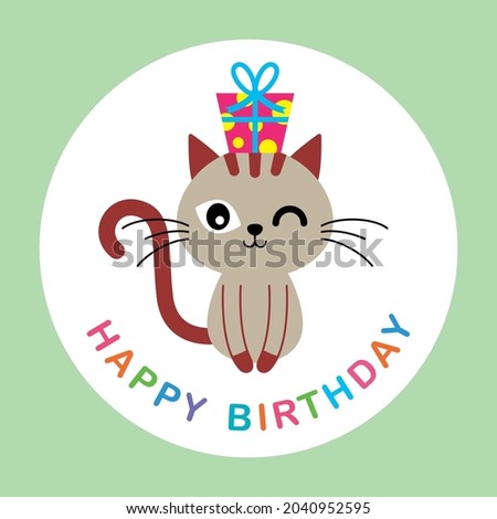 cute kitty cat happy birthday greeting card