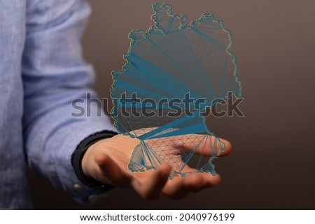 A 3D render of an Abstract of germany map network, internet, and global connection concept