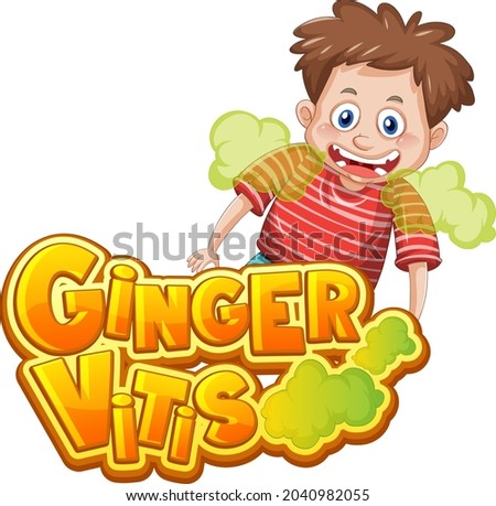 Ginger Vitis logo text design with a boy cartoon character illustration