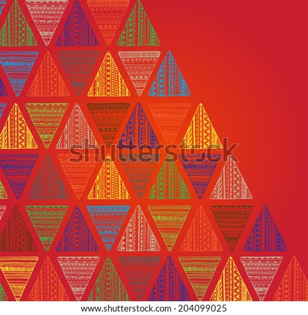 Unique hand drawn triangle pattern.   tribal ethnic background. Geometric abstract texture.  Used Clipping Mask for easy editing.