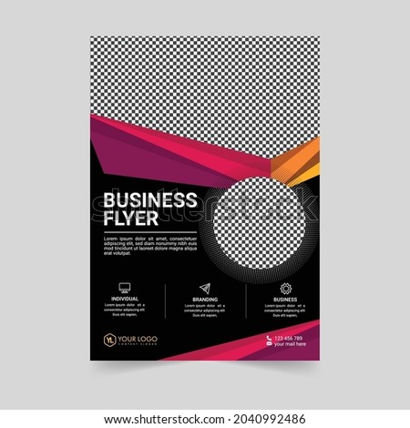 Business flyer corporate flyer template geometric shape poster design brochure gradient abstract magazine background space for photo in A4 size