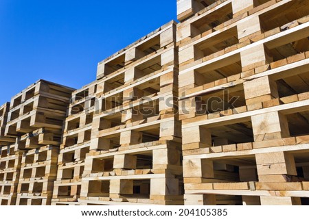 stacked wooden pallets