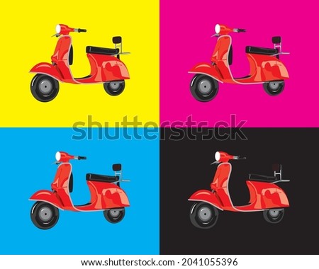 Old Style Scooter Vector on Multi Color Background