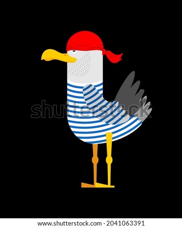 Seagull pirate isolated. Gull in pirate clothes. vector illustration For holiday International Talk Like a Pirate Day Royalty-Free Stock Photo #2041063391