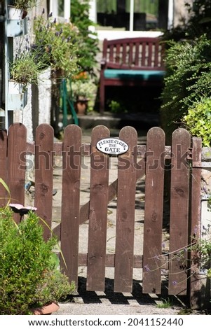 Linton Falls, West Yorkshire  UK - August 10th 2021: Garden Gate, Linton Falls, West Yorkshire