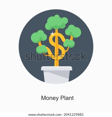 Money Plant or Tree Icon Concept