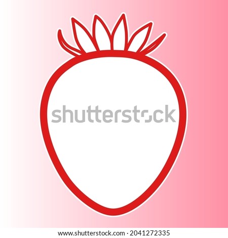 Cute strawberry-shaped frame isolated on pink background
