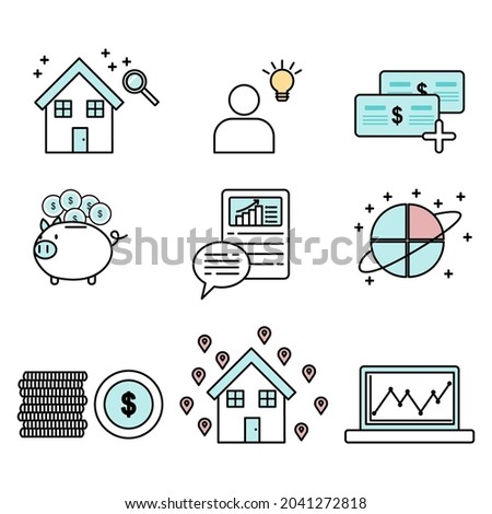 Money finance icon set, vector illustration.