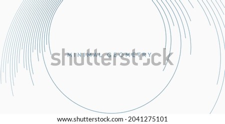 Blue white minimal round lines abstract futuristic tech background. Vector digital art design Royalty-Free Stock Photo #2041275101