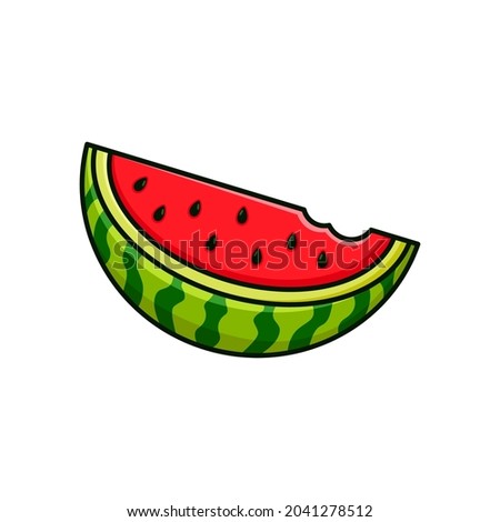 Fresh green watermelon vector illustration in fashionable design style. Illustration of summer food concept isolated on a white background.