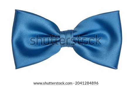 Top view of light blue bow tie, isolated on white background. Royalty-Free Stock Photo #2041284896