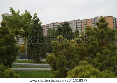 Multi-storey buildings on the embankment of the Dnieper River, in the city of Dnipro. Square Pribrezhny.