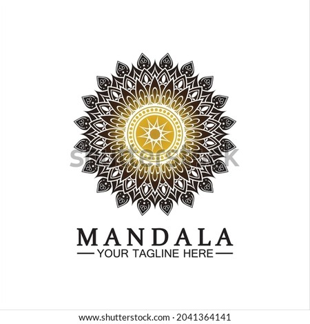 Circle pattern petal Flower Mandala Vector logo template illustration design