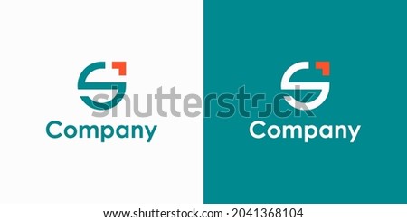Initial Letter S and J Linked Logo. Circle Line with Arrow Up Combination isolated on Double Background. Usable for Business and Branding Logos. Flat Vector Logo Design Template Element.